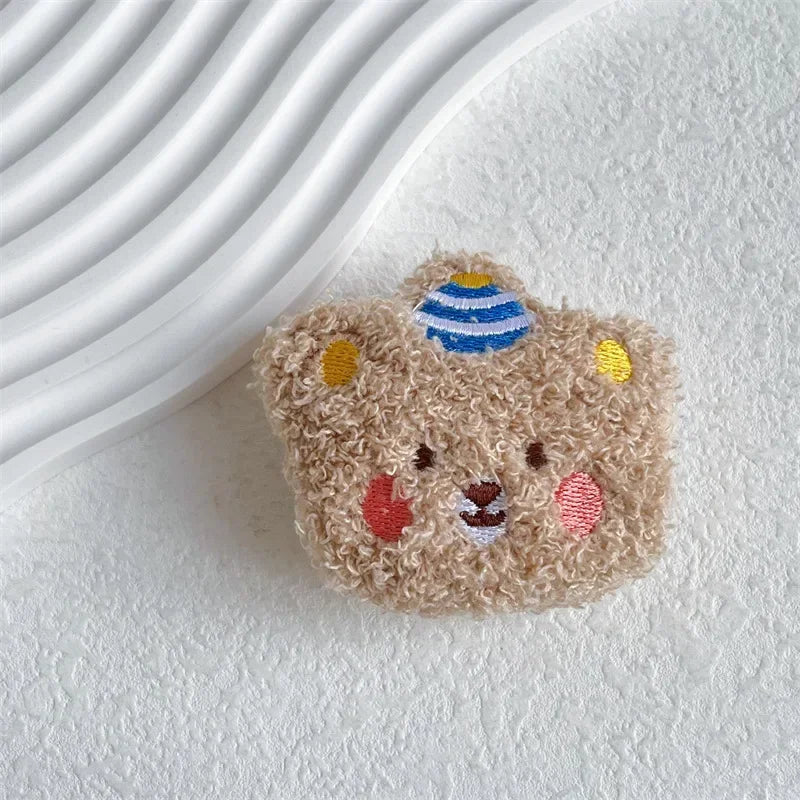 Fluffy plush bear folding phone grip, view 17