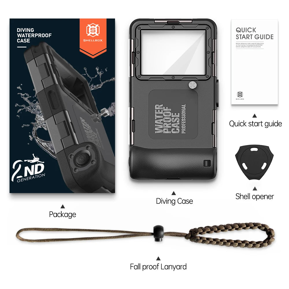 IP68 waterproof phone case for diving, up to 6.9 inch, black