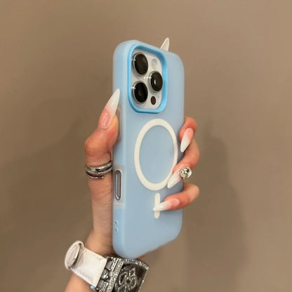 Candy color clear matte MagSafe case for iPhone 11–18, blue