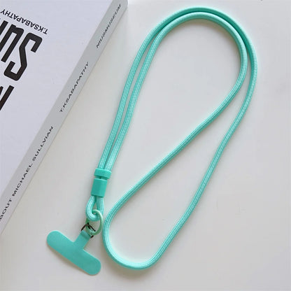 Long crossbody phone lanyard with case connection clip, green