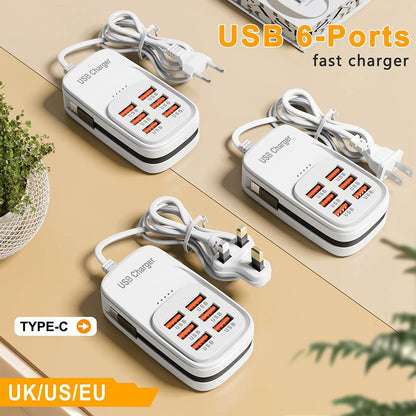 6-in-1 USB charging station with 3 PD and 3 USB ports, view 5