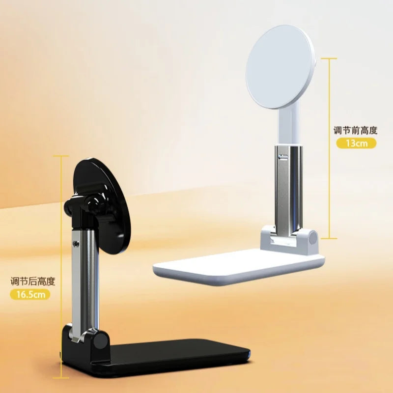 Foldable magnetic desktop phone stand with adjustable height