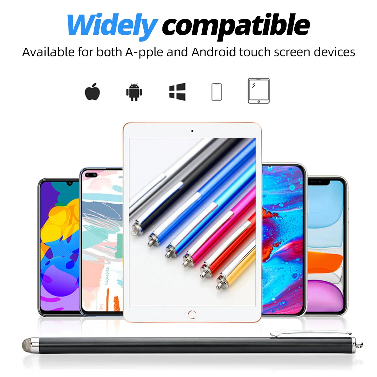 Long capacitive stylus pen for touch screens, view 4