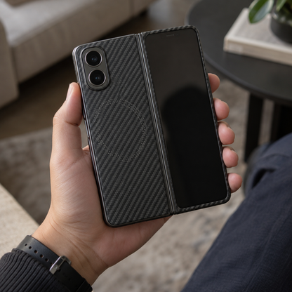 Carbon Fibre MagSafe Case – iPhone Duo — in hand