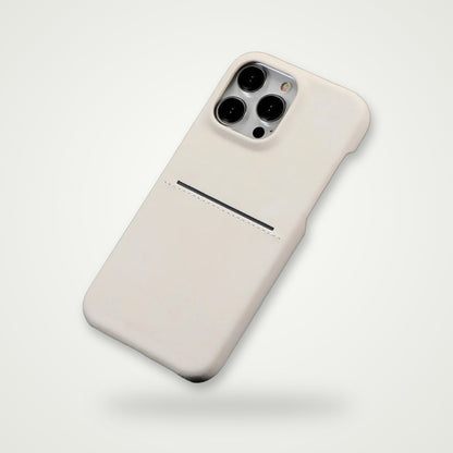 Business sheepskin-feel card case for iPhone 12–16, white