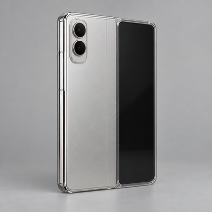 Electroplated Clear Case – iPhone Duo — back view with foldable device