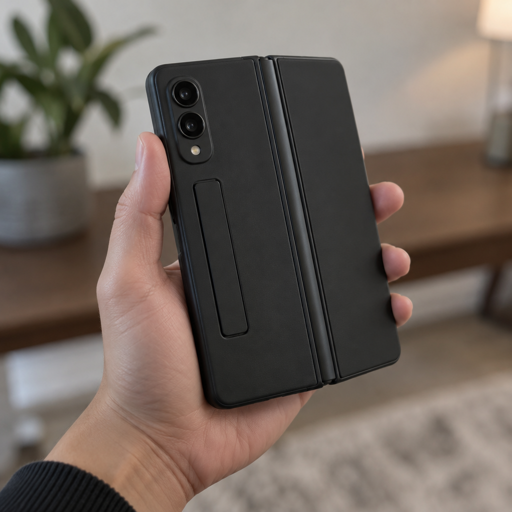 Hinge-Guard Dual-Stand Case – iPhone Duo — in hand