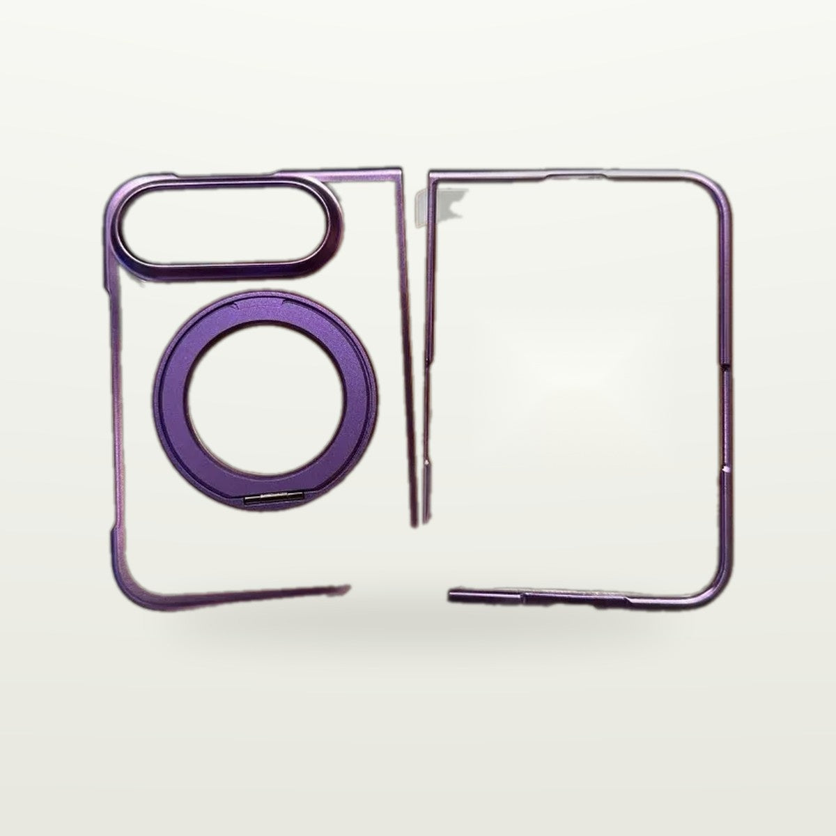 360 Rotating Stand Clear Case for iPhone Duo, purple frame with rotating magnetic ring