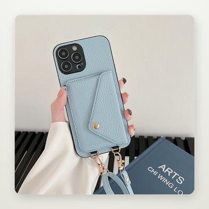 Pebbled Card Holder Crossbody Case for iPhone 15 & 16 Pro Max