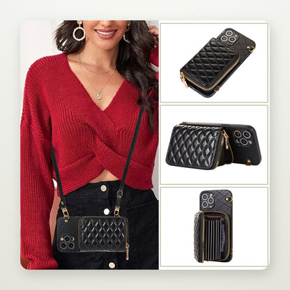 Pebbled Card Holder Crossbody Case for iPhone 15 & 16 Pro Max