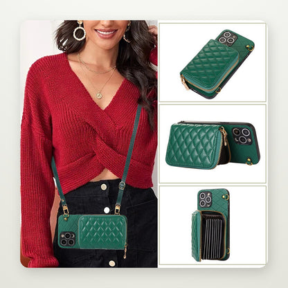 Pebbled Card Holder Crossbody Case for iPhone 15 & 16 Pro Max