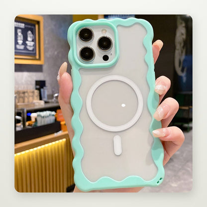 Wave-Embossed Clear MagSafe Case for iPhone 12–16
