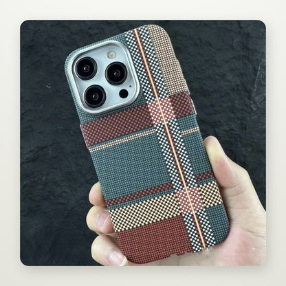 Plaid Carbon-Weave MagSafe Case for iPhone 12–16