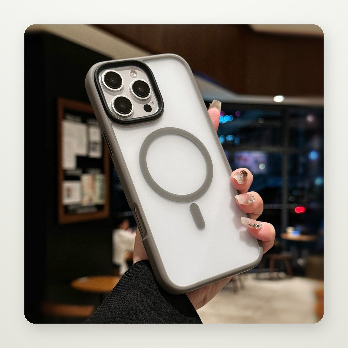 Metal-Button Frosted MagSafe Case for iPhone 13–16
