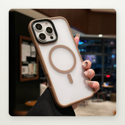 Metal-Button Frosted MagSafe Case for iPhone 13–16