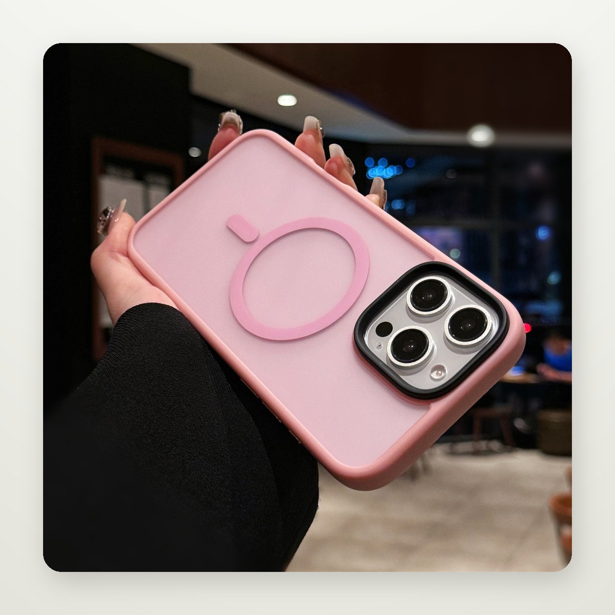 Metal-Button Frosted MagSafe Case for iPhone 13–16