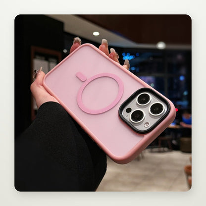 Metal-Button Frosted MagSafe Case for iPhone 13–16
