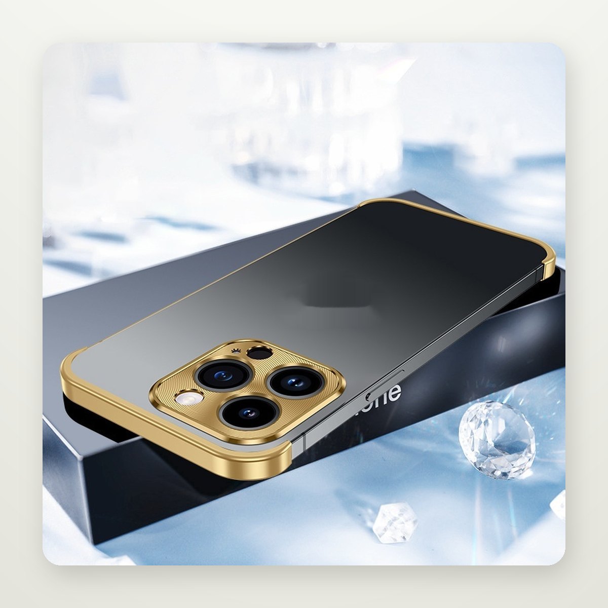 Metal Corner Frameless Bumper Case for iPhone 11–16