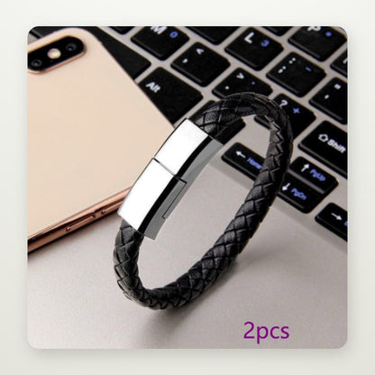 Braided Leather Bracelet Charging Cable