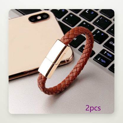 Braided Leather Bracelet Charging Cable