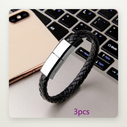 Braided Leather Bracelet Charging Cable