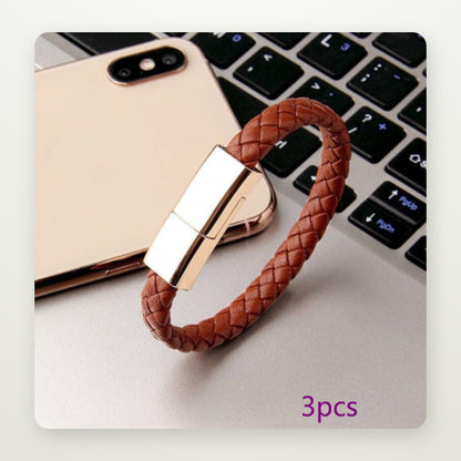 Braided Leather Bracelet Charging Cable
