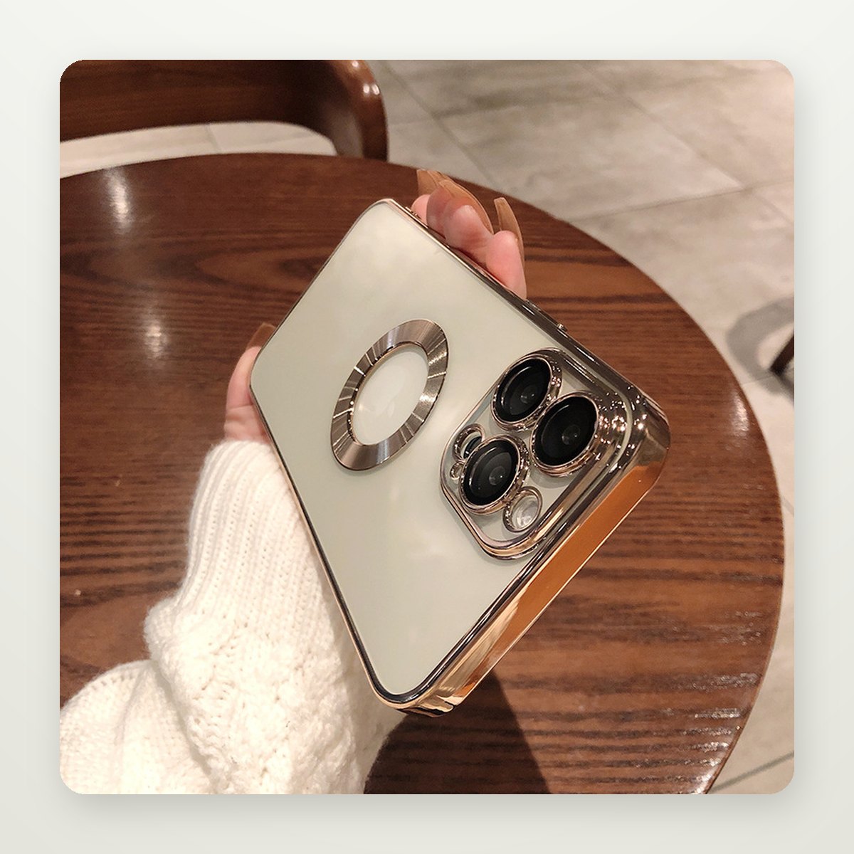 Clear Plated Case with Built-In Lens Guard for iPhone 11–15