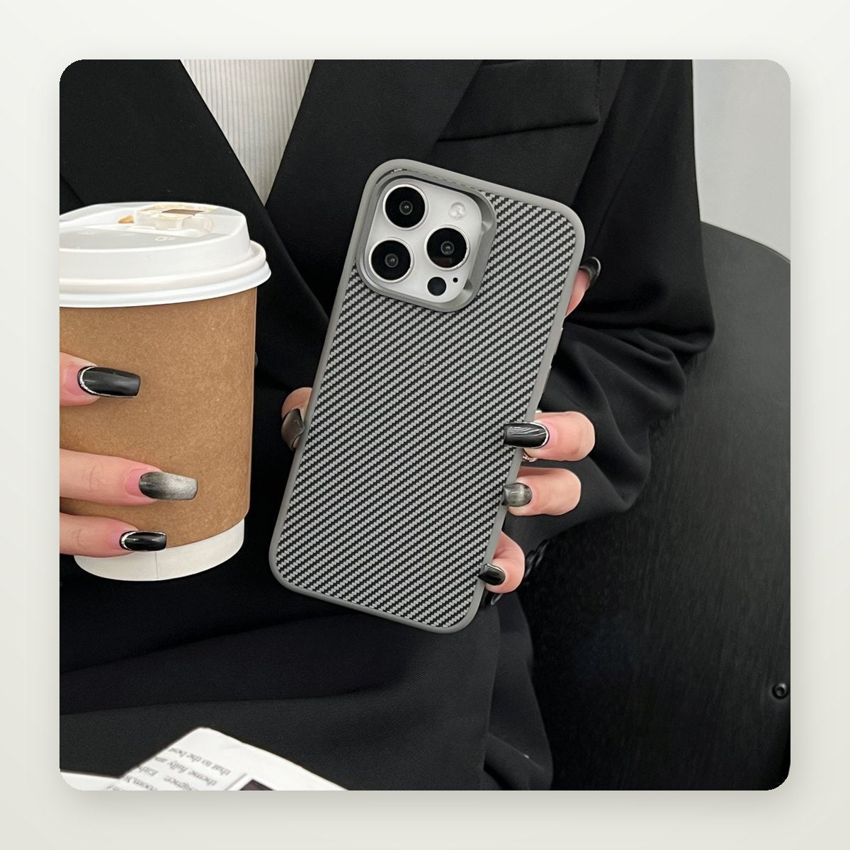 Carbon Texture Frosted Hard Case for iPhone 12–17 & Air