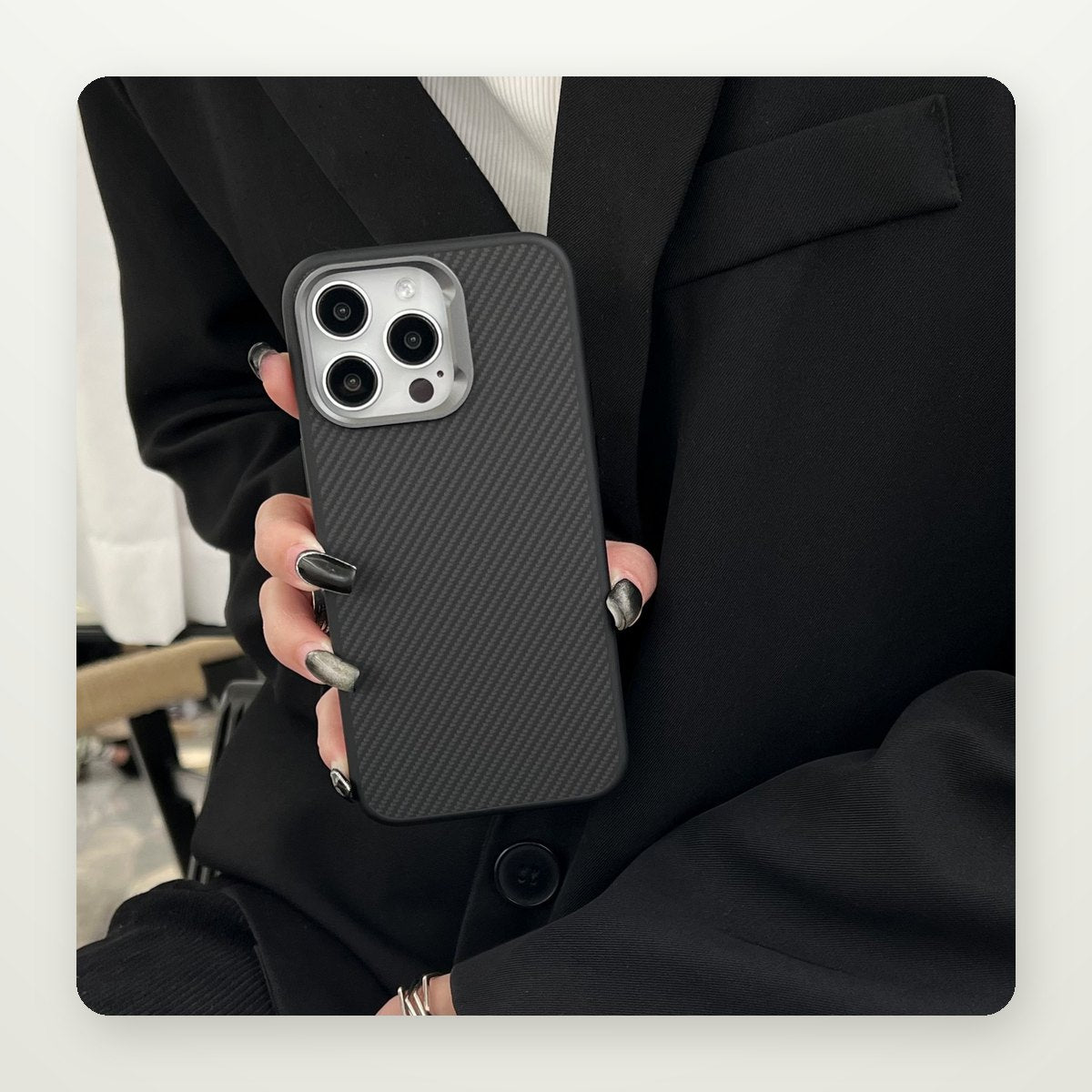 Carbon Texture Frosted Hard Case for iPhone 12–17 & Air