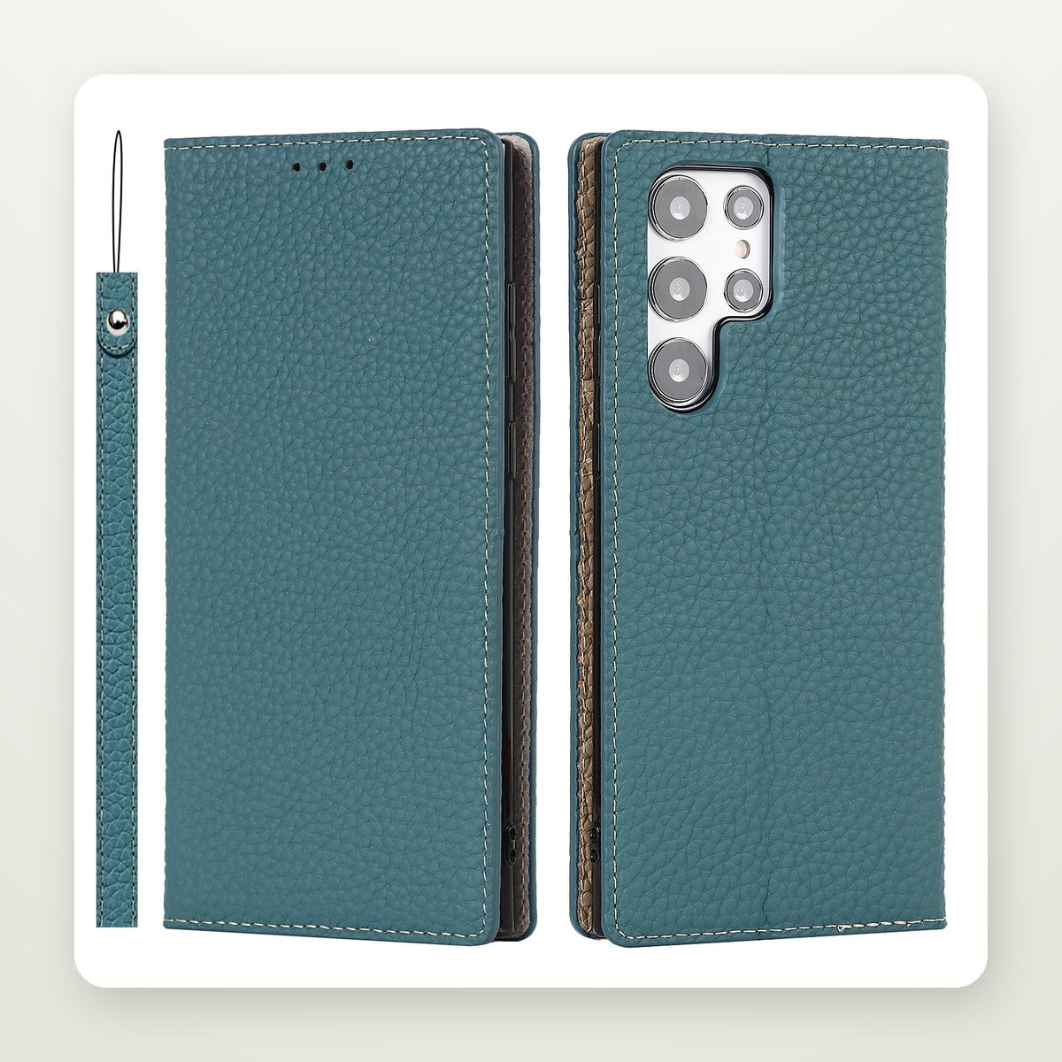 Litchi Grain Genuine Leather Case for Galaxy S20–S25