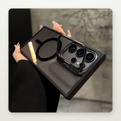 Metal Lens Ring Stand Magnetic Case for Galaxy S22–S25