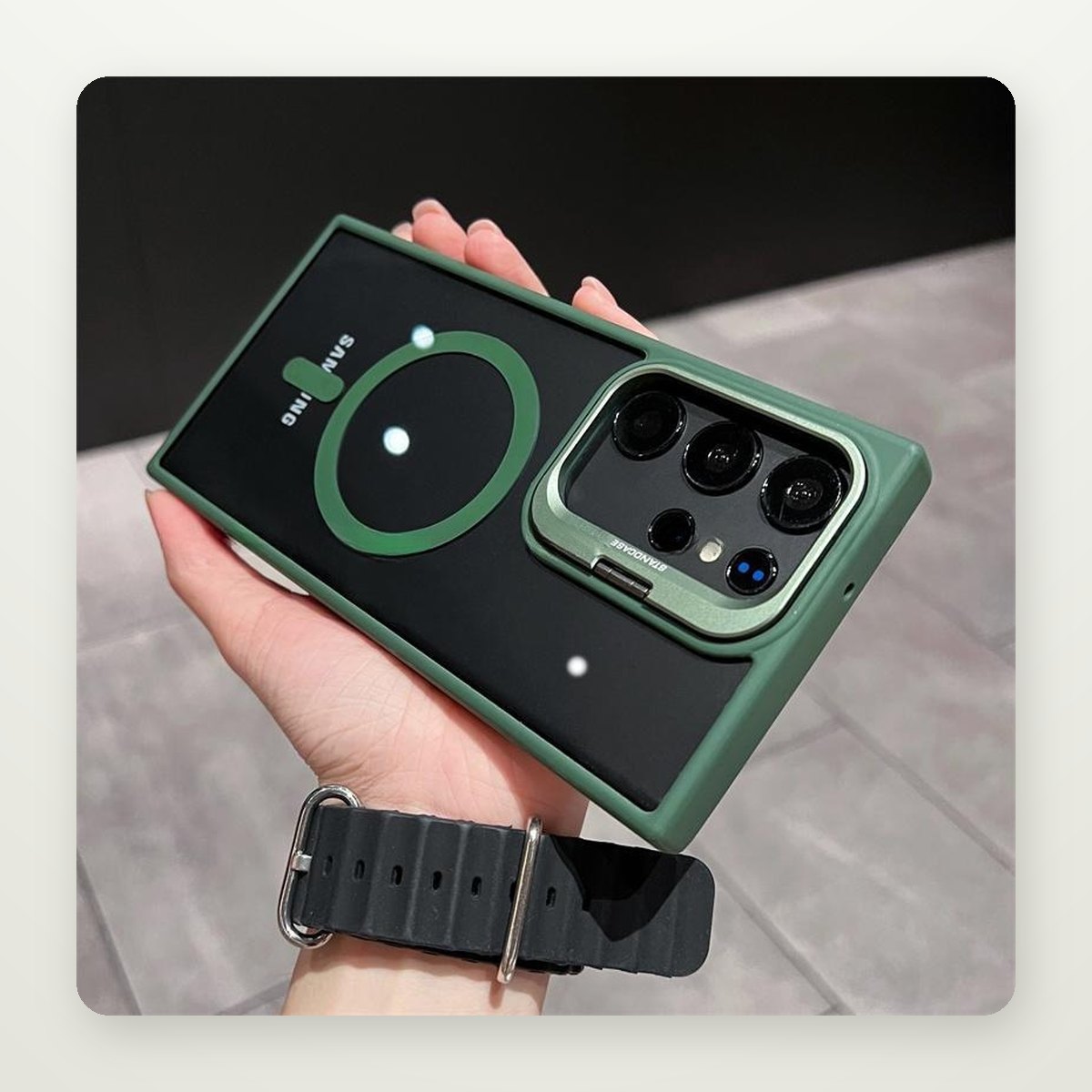 Metal Lens Ring Stand Magnetic Case for Galaxy S22–S25