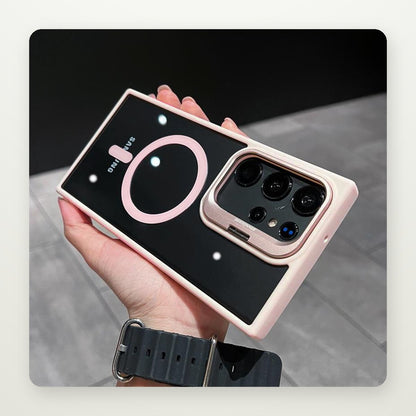 Metal Lens Ring Stand Magnetic Case for Galaxy S22–S25
