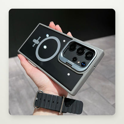 Metal Lens Ring Stand Magnetic Case for Galaxy S22–S25