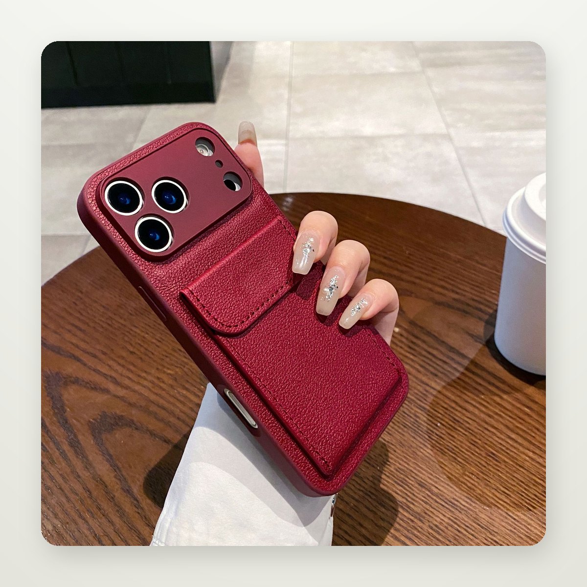 Faux Leather Card Holder Case for iPhone 14–17