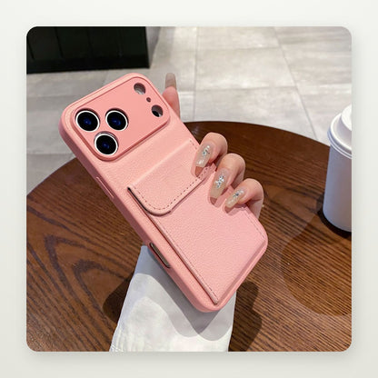 Faux Leather Card Holder Case for iPhone 14–17