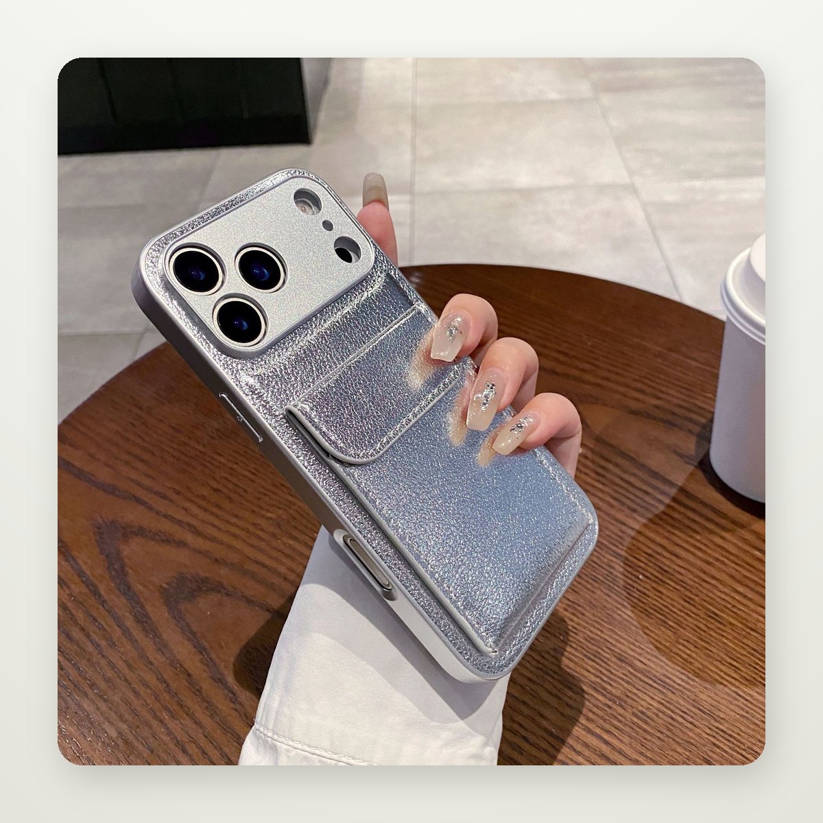 Faux Leather Card Holder Case for iPhone 14–17