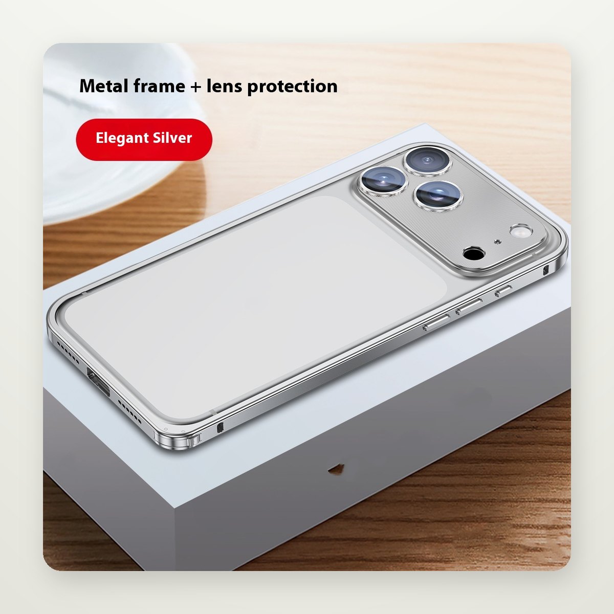 CNC Aluminum Frame Case with Lens Guard for iPhone 13–17