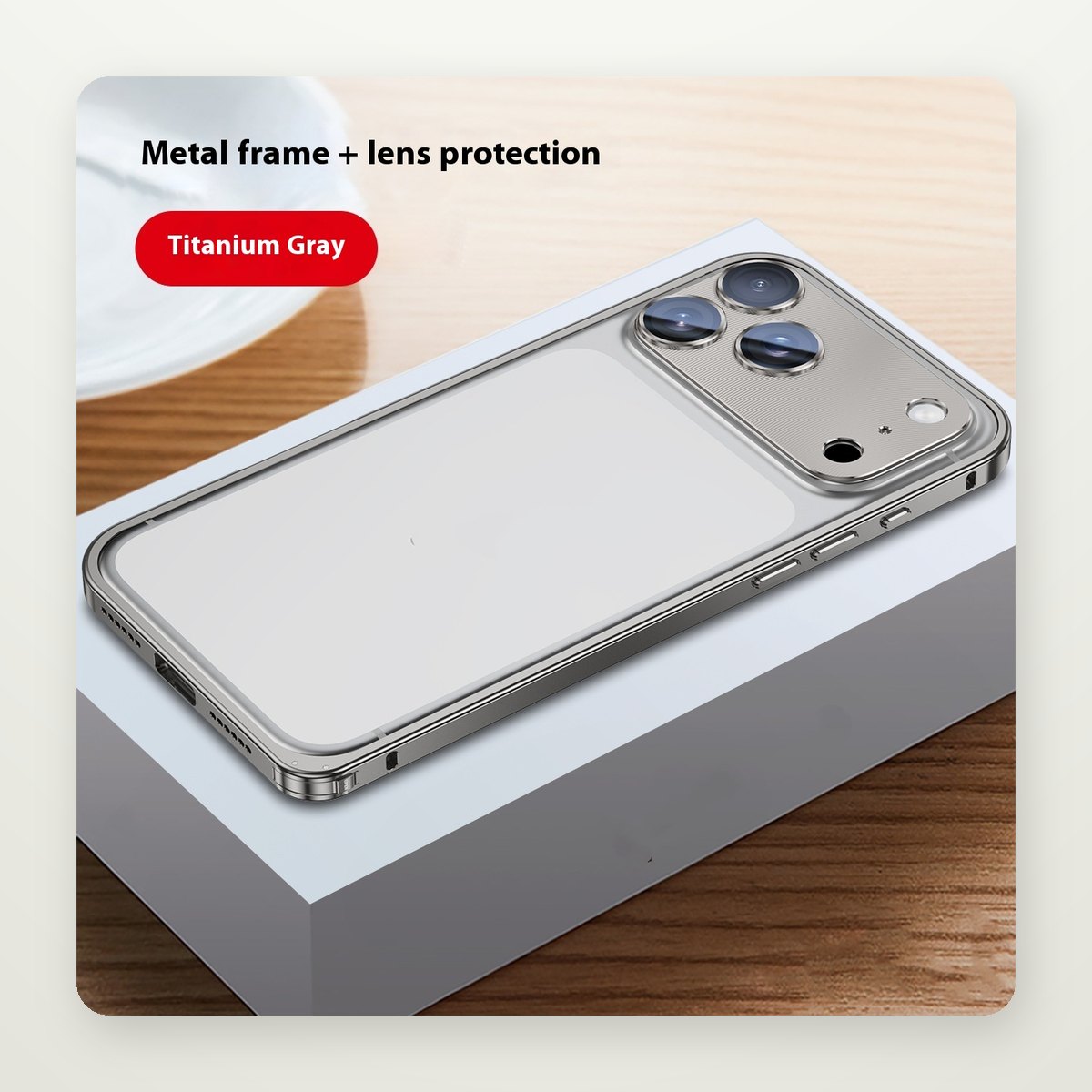 CNC Aluminum Frame Case with Lens Guard for iPhone 13–17