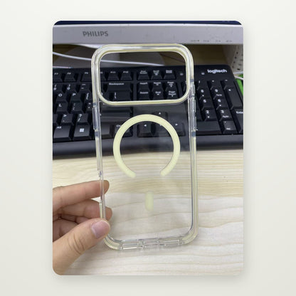 Ice-Crystal Clear Dual-Tone Magnetic Case for iPhone 15–17