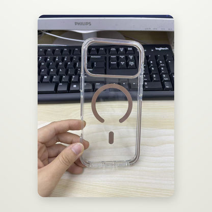 Ice-Crystal Clear Dual-Tone Magnetic Case for iPhone 15–17