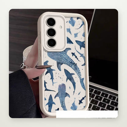 Shark Print Silicone Case for Galaxy S21–S25