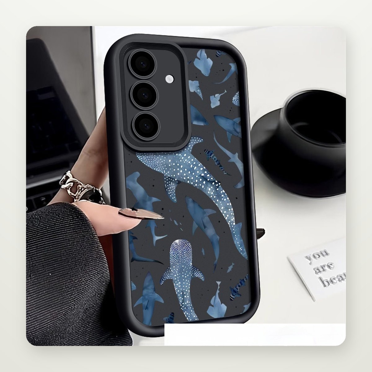 Shark Print Silicone Case for Galaxy S21–S25
