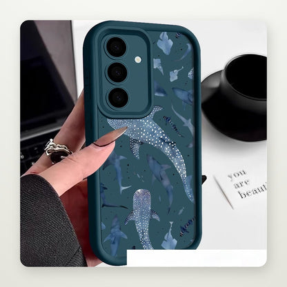 Shark Print Silicone Case for Galaxy S21–S25