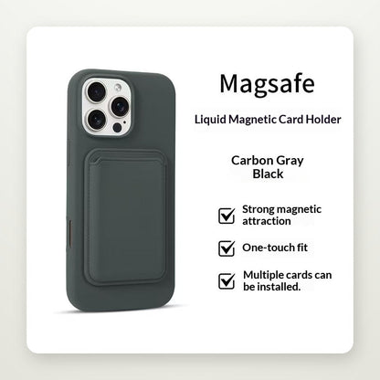 Silicone Magnetic Case with Card Holder for iPhone 11–17