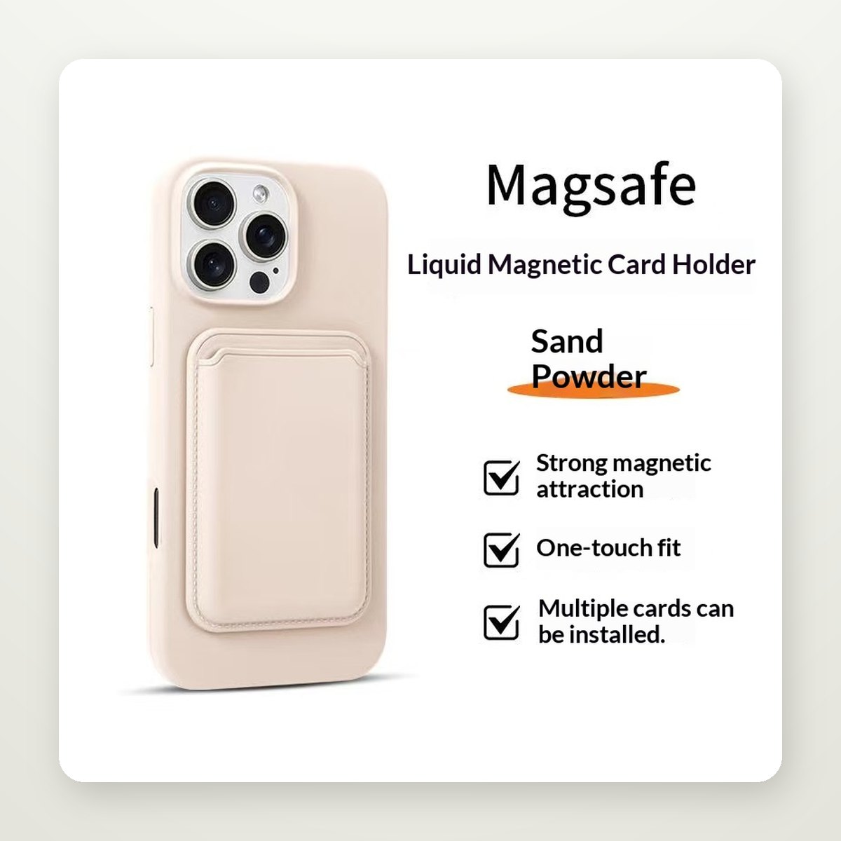 Silicone Magnetic Case with Card Holder for iPhone 11–17