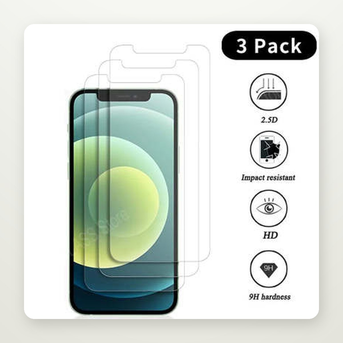 HD Tempered Glass Screen Protector, 1–4 Pack