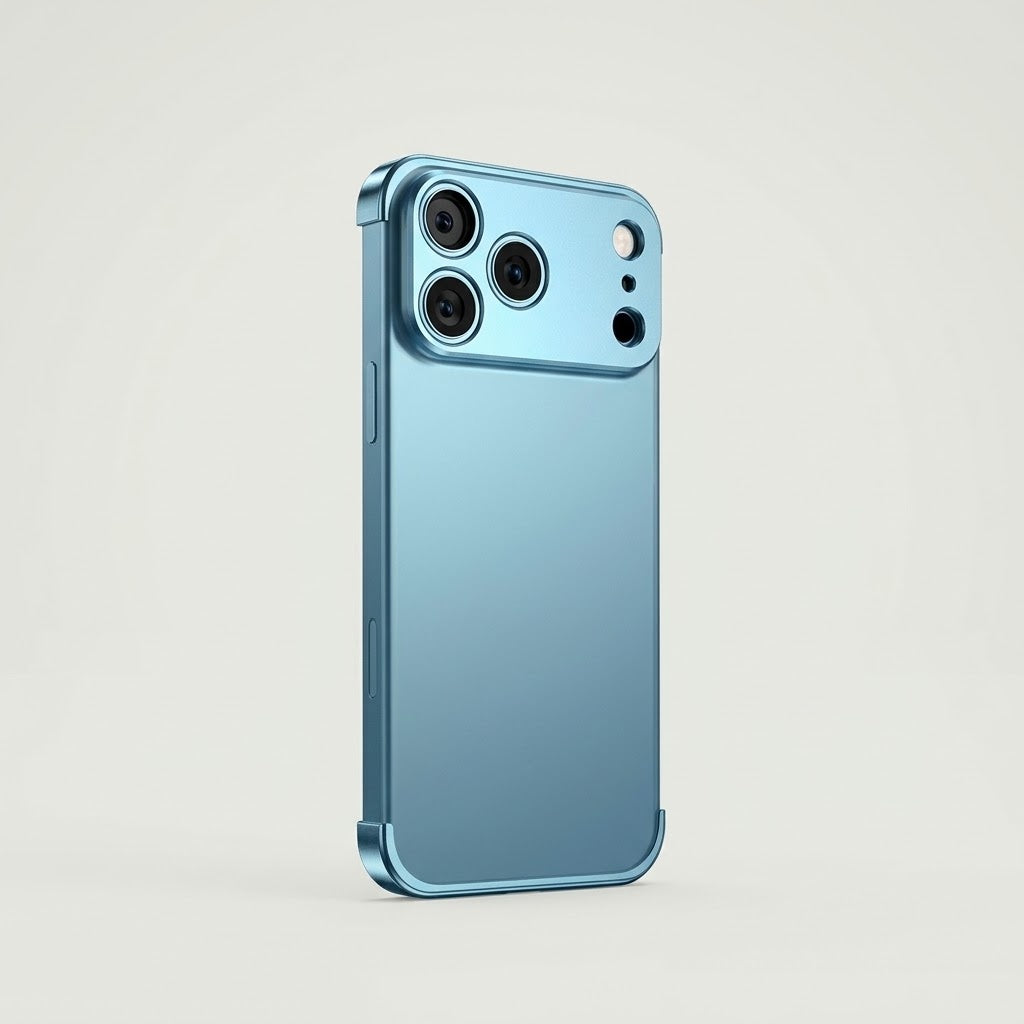 Metal frame phone case with lens protection, sierra blue